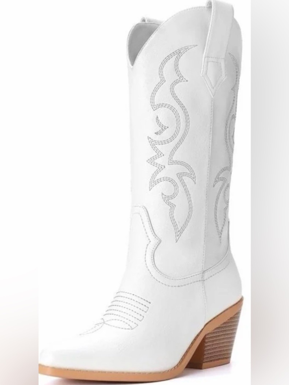 Women’s White Western Cowboy Boots - Classic Stitch Detail